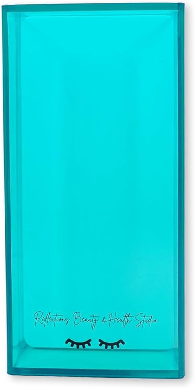 Acrylic Eyelash Storage Box - Eyelash Extension Organizer Box - Lash Organizer Tiles for Lash Extension - Perfect for Eyelash Holder, Eyelash Case and Eyelash Storage Case (teal & white)