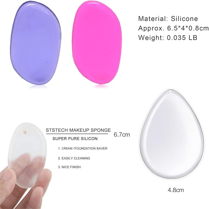 Washable Silicone Sponge Jelly Applicator for Cream Gel Foundation - Face Silisponge Cosmetic Beauty Makeup Tools Blender Red 4PCS