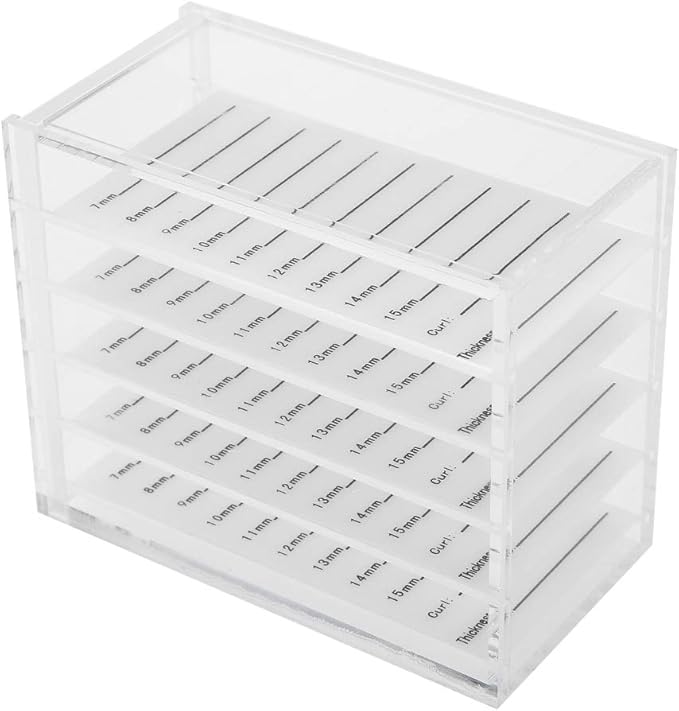 Eyelash Case Acrylic Storage Makeup Organizer, 5 Drawer Fake Eyelash Extensions Display Stand False Eye Lash Storage Box Glue Pallet Holder, Dustproof Clear