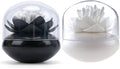 Bloss 2 Pack Qtip Holder Dispenser with Lid Lotus Cotton Swab Holder Cotton Swabs Bud Small QTips Box Toothpicks Holder Flower Bathroom Decor (Black + White)…