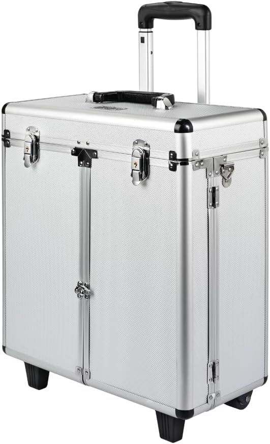 Andis Aluminum Rolling Grooming Case with Wheels, Organizer, Multiple Slots, Steel, 80575