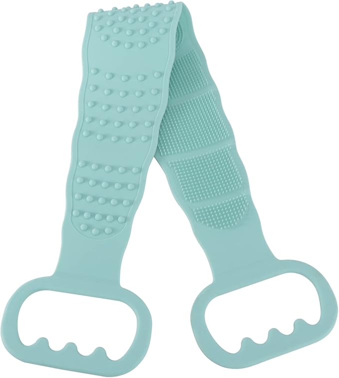 Body Scrubber Bath Back Strap Shower Brush with Hooks Easy Clean Bath Massage Scrubber for All Skin Types for Men Women Daily Deep Cleaning Tool