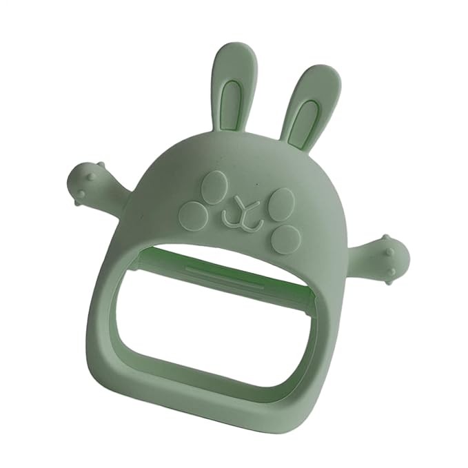 Children Teething Toy, Soft Flexible Texture, 12x12x4.5cm, Gum Massager, Care Accessories, Adorable Bunny Design, Ideal for 6-12 Months Boy Girl