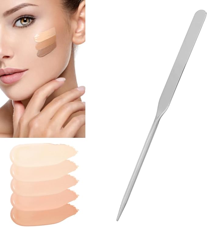 Stainless Steel Makeup Spatula, Liquid Spatula Cosmetic Spatulas Beauty Face Cream Applicator, Makeup Mixing Palette Makeup Plate Makeup Spatula, Foundation Spatula Mask Spatulas
