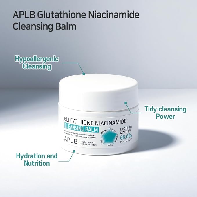 APLB Glutathione Niacinamide Cleansing Balm | LIPO GLUTA NIAC OIL™ 68.6% 2.71 FL.OZ/Korean Skincare, Makeup remover for sensitive skin, Moisturize, Pore care