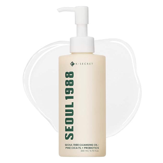 K-SECRET SEOUL 1988 Cica Cleansing Oil – Deep Pore Cleansing & Gentle Exfoliation | Daily Oil Cleanser for Sensitive Skin | Korean Skincare, 200ml / 6.76 fl oz