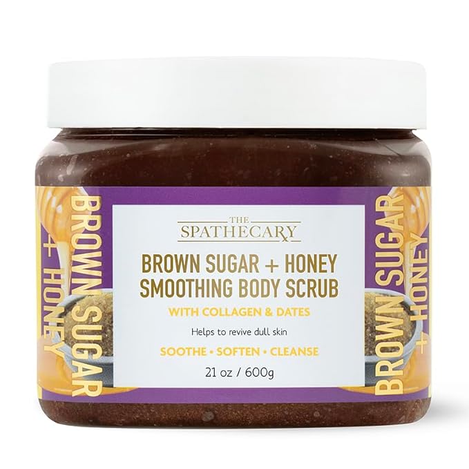 Brown Sugar & Honey Body Scrub - Exfoliating & Hydrating Sugar Scrub With Collagen and Dates to Help Revive, Smooth, and Soften For Radiant Skin, Body Care Exfoliator & Cleanser, 21 oz