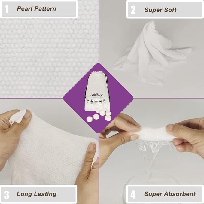 Compressed Facial Towels (100 Count) - Disposable Wash Cloths for Travel and Camping (7.9in x 7.9in)