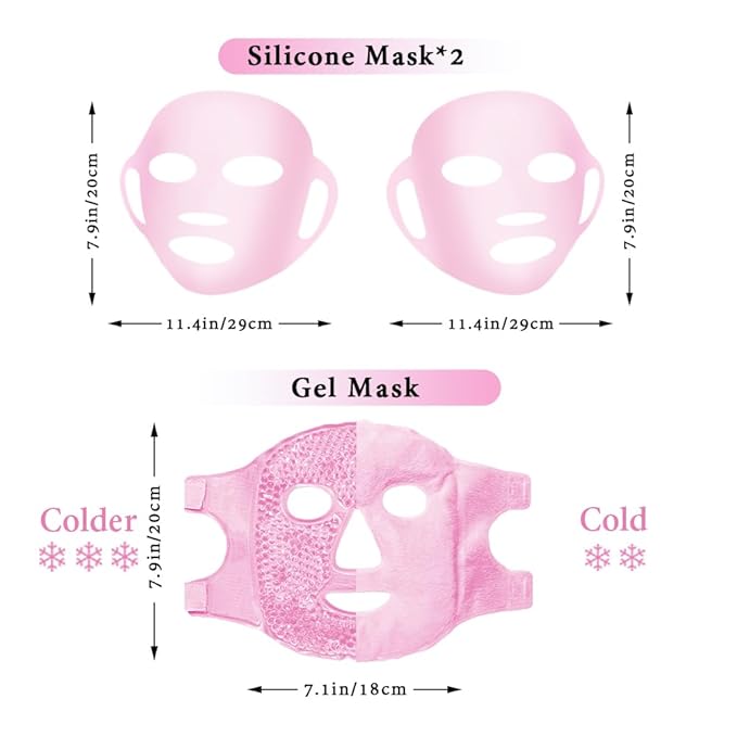 Silicone Face Mask Cover and Ice Face Pack Mask, Cooling Hot Eye Face Compress Reusable Skin Care Gift Set for Women Acid Puffiness Relief Swelling Migraine Beauty Spa Essentials