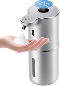Automatic Foaming Soap Dispenser 12.8oz, Rechargeable & 6 Levels Foaming Adjustable with Digital Display, Wall Mount, Waterproof, Touchless Hand/Dish Soap Dispenser for Kitchen, Bathroom, Hotel