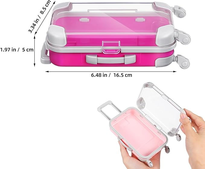 PRETYZOOM Portable Eyelash Box Mini Suitcase False Lash Storage Travel Makeup Case Compact Cosmetic Organizer 6.49X3.34X1.96 Inches