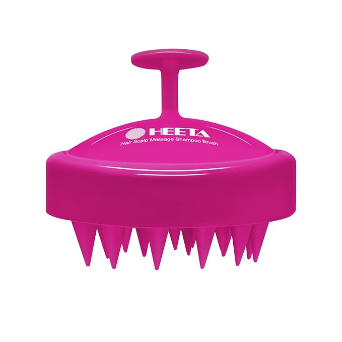 HEETA Scalp Massager Hair Growth, Soft Silicone Scalp Scrubber Shampoo Brush for Exfoliation, Dandruff Removal Head Massage Stress Relax, Wet & Dry Use for Thick Thin Curly Hair Care, Hot Pink