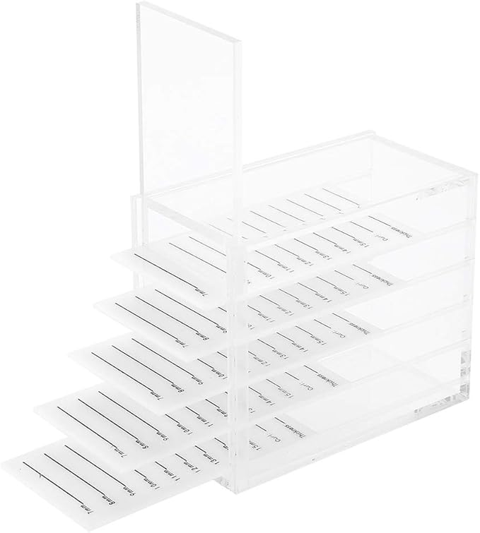Eyelash Case Acrylic Storage Makeup Organizer, 5 Drawer Fake Eyelash Extensions Display Stand False Eye Lash Storage Box Glue Pallet Holder, Dustproof Clear