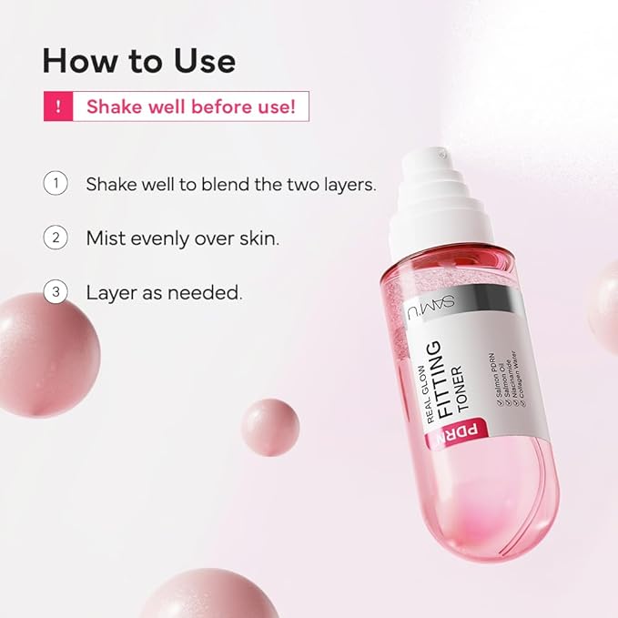 SAM'U PDRN Real Glow Fitting Toner – Hydrating Toner Spray, Soothing & PDRN Salmon DNA Facial Mist with Collagen Water & 7 Hyaluronic Acid, Korean Skin Care, 5.05 fl. oz / 150 mL