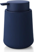 Striped Liquid Hand Soap Dispenser with Leak-Proof Pump for Bathroom and Kitchen Countertop 11oz Navy Blue