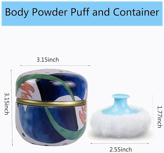 FOTN Body Powder Puff and Container for Dusting Powder,Powder Puff for Body Powder,Body Powder Container for Baby Women Loose Powder Containers (Abstract)