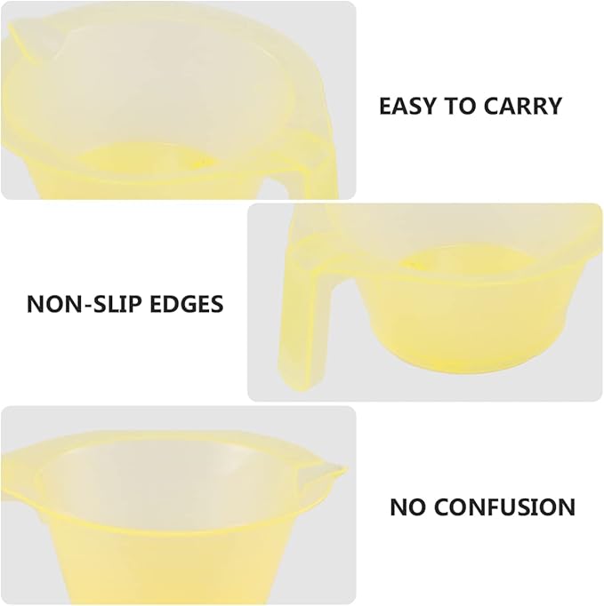 Hair Color Mixing Bowl with Handle 3-Piece Plastic Hair Dye Bowls for Salon and Home Diy Coloring Easy to Clean Tint Cups