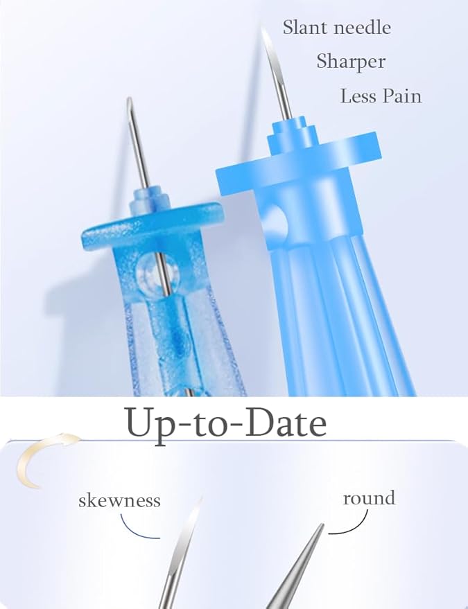 Sterile Needles for Pimples, 100PCS Disposable Acne Pimple Popper Needles with 2PCS Skin Kits for Blackhead and Blemish Remover (Pink and Blue)