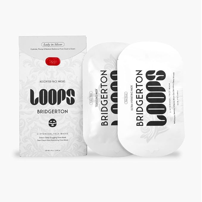 LOOPS Beauty Bridgerton™ NETFLIX Lady in Silver Set - The Best Hydrogel Face Masks for Every Skin Moment Face Mask - 2 Hydrating Masks - Dew Cloud and Dream Sleep - All Skin Types, 2pc