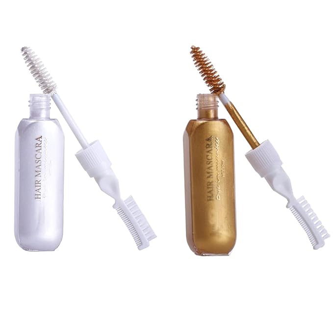 Temporary Hair Mascara Washable Temporary Hair Color Chalk Hair Dye Stick Non-toxic Instant Dye(Gold+White)