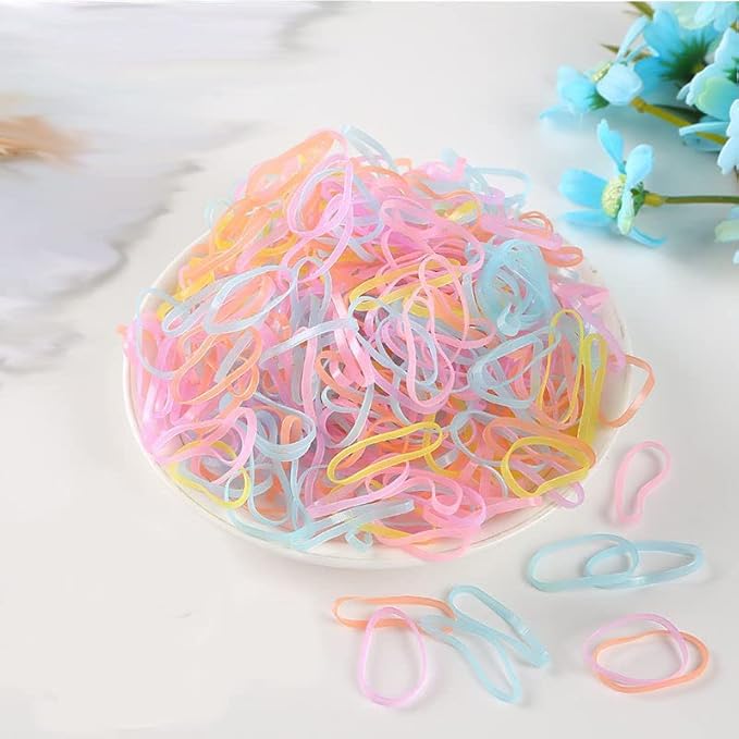 2000 PCS Hair Bands, Color Elastic Rubbers, Mini Ties for Girls' Ponytails, Soft Non-Slip Small Bands with 2 PCS Topsy Tail Tools