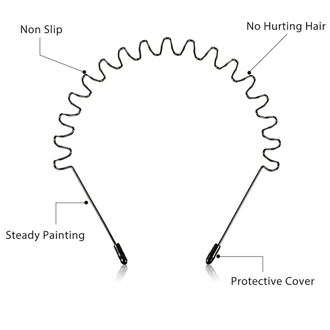 Zig Zag & Wave Metal Headband Set – High & Low Profile Textured Hair Bands | For Thick/Long & Fine/Short Hair | for Yoga Skincare Sport & Daily Use Complete Hair Accessory Gifts