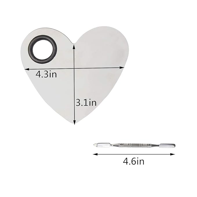 obmwang Stainless Steel Heart Shaped Makeup Palette Spatula - Makeup Artist Makeup Enthusiast Tools for Blending Cosmetic Foundation Shades