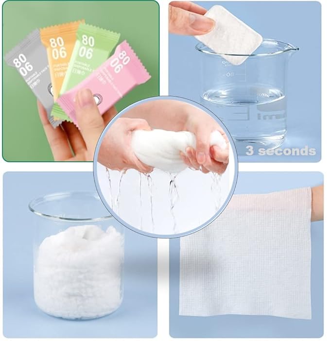 Premium Compressed Towels, Pure Cotton Portable Washcloth for Camping or Travel…
