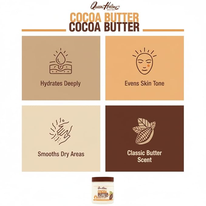 Queen Helene Cocoa Butter Face & Body Cream – Extra Rich Moisturizing Formula for Dry Skin | Softens, Smooths & Restores Radiance | 4.8 oz Jar (3 Pk)