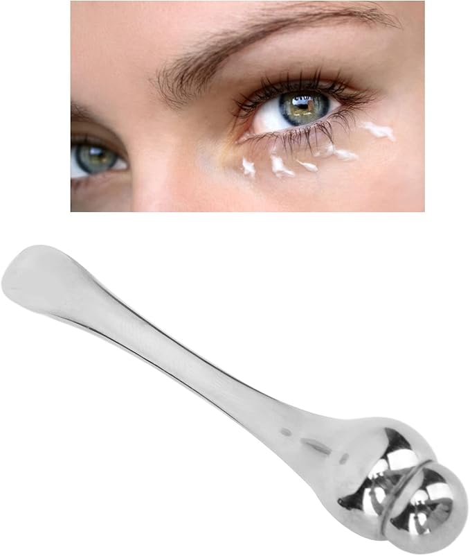 Semme Eye Cream Applicator Tool,Metal Eye Cream Applicator Roller Wand Stick, Silver Zinc Alloy Eye Cream Spatula Scraping Massage Tool for Reducing Puffiness Wrinkle Dark Circles