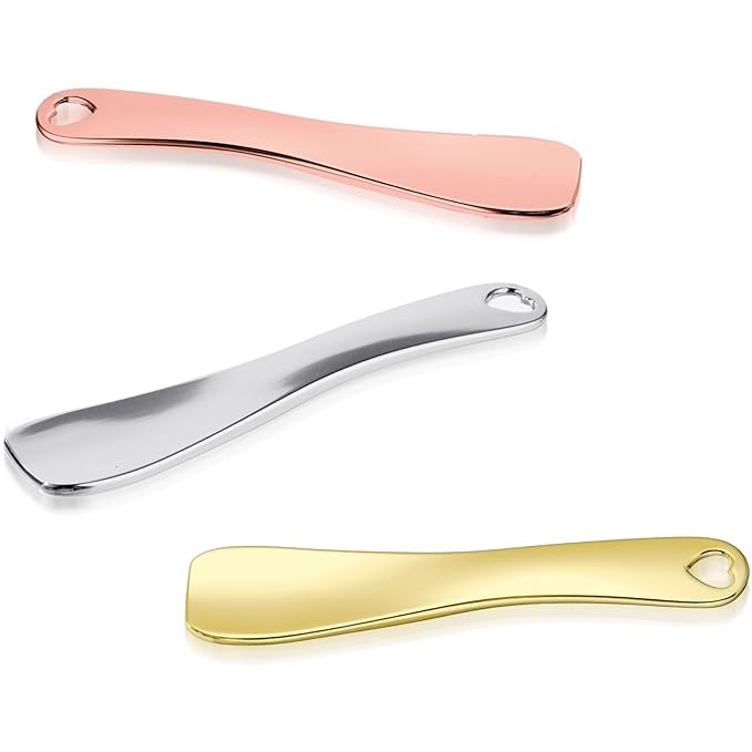 3 Pack Cosmetic Lotion Spatula Metal Makeup Spatula Face Cream Scoop Spatulas Mini Skin Care Spoon Reusable Applicator Tool for Face Mask Cream Lotions