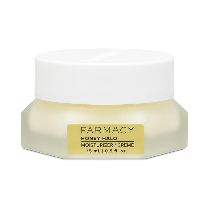 Farmacy Ceramide Face Moisturizer - Honey Halo Ultra Hydrating Facial Moisturizer with Buckwheat Honey + Ceramides - Helps Restore Barrier + Replenish Dryness - Plumping Skin Care for Dry Skin (15ml)
