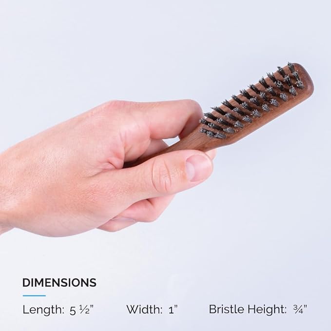 ZEUS Boar Bristle Beard & Mustache Handled Brush for Men, Firm & Stiff Bristles, Travel Beard Care Brush with Handle (Made in Germany) J91
