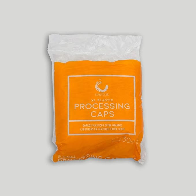 Colortrak Processing Caps, Disposable Dye and Chemical Treatment, Convenient Professional Pack Sizes, for Perms, Conditioners and Color, Bouffant Style Head Coverings with Elastic Trim, Clear