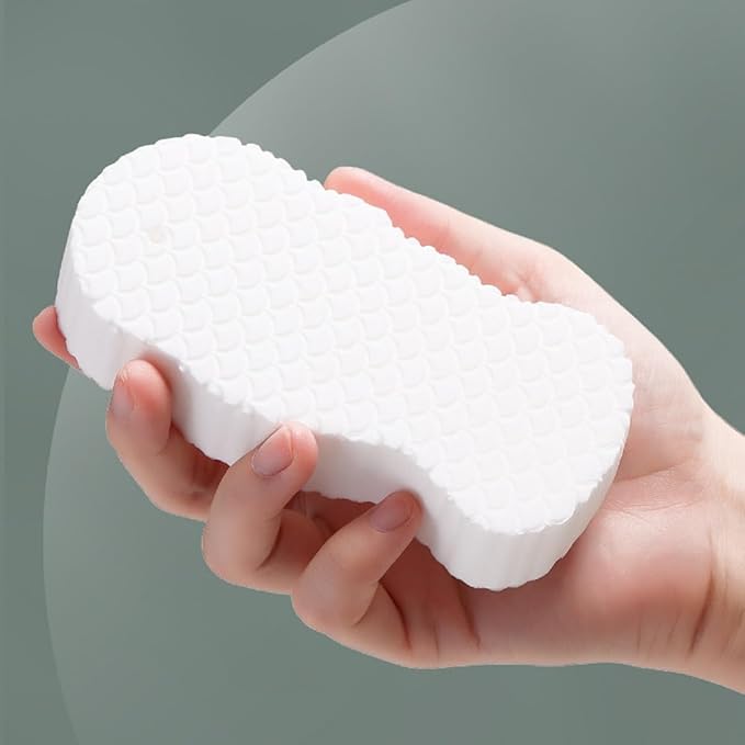 4Pcs Magic Exfoliating Bath Sponge,3D Super Soft Exfoliating Bath Sponge,Softens When in Contact with Water and can be reused.(Blue+Pink+Gray+White)