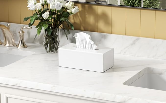 FEMELI Acrylic Tissue Box Cover,Rectangular Facial Tissue Holder Case Dispenser for Bathroom Kitchen Bedroom Office