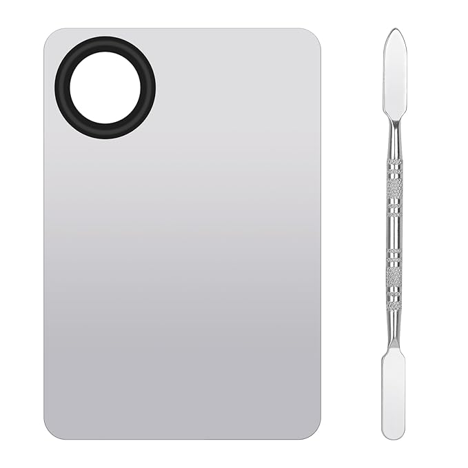 Stainless Steel Cosmetic Makeup Palette,Foundation Spatula,Makeup Mixing Foundation Nail Mixing Palette,Professional Cosmetic Mixing Makeup Palettes Spatula Makeup Artist Tool（1 Pcs）