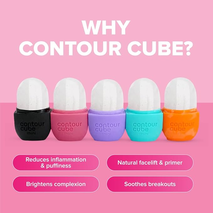 Contour Cube Original - Ice Roller for Sculpting & De-Puffing - Face Ice Roller & Massager with BPA-Free Silicone - Ice Mold for Face - Skin Care Tools for Daily Skincare (180ml) - Original Pink