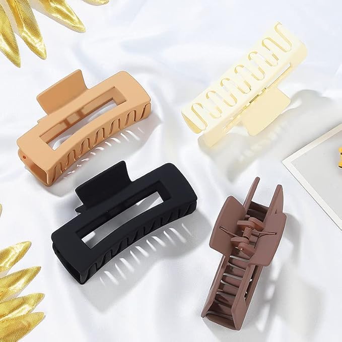 laxizar Hair Claw Clips 8 PCS 4.1 Inch Barrettes Rectangle Shape Clips Fashion Hair Clips