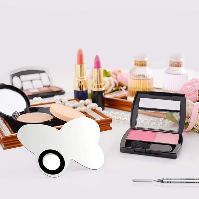 2 Sets 2 in 1 Makeup Mixing Palette, Stainless Steel Cosmetic Makeup Palette Tray with Spatula, Professional Makeup Mixer Pallet Makeup Artist Tools for Blending Cosmetic Eye Shadow Lipstick