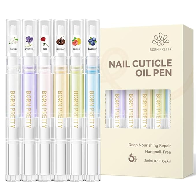 Born Pretty 6Pcs Nail Cuticle Oil Pen,Cuticle Revitalizer Oil Nails Nutrition Oils Repair Nail Care Essential Oils,Nail Art Treatment Softening Pen Tool Nails Moist Nail Strengthener