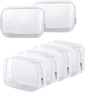 BEFORYOU 6 Pack Clear Toiletry Carry Pouch with Zipper Portable Plastic Waterproof Cosmetic Bag TSA Approved for Vacation Travel Bathroom and Organizing (White, Small)