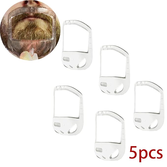 5PCS Transparent Beard Shaper Styling Tool Different Sizes Facial Hair Trimming Guide Grooming Shaper Hair Lineup Tool For Man, beard grooming kit