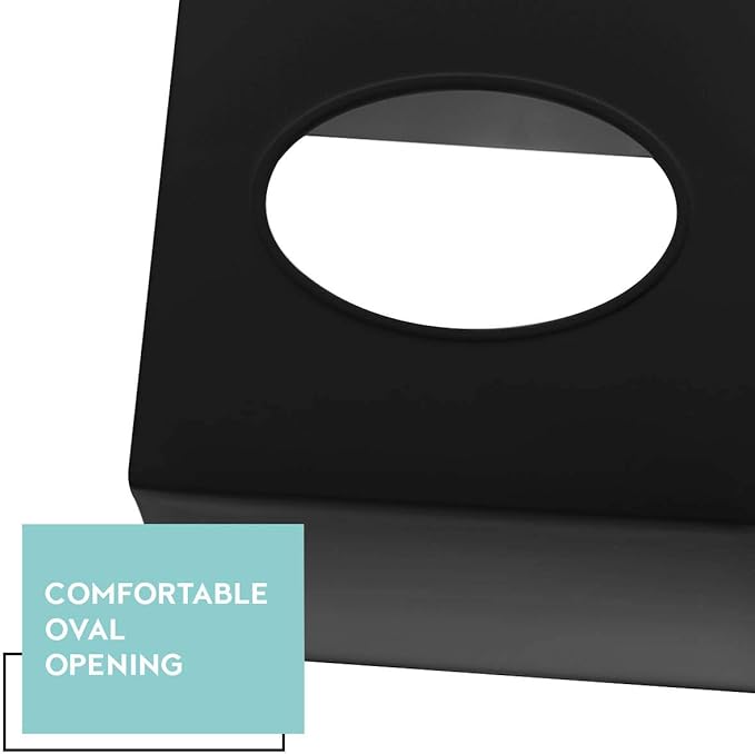 2 Pack Black Tissue Box Cover – Square Tissue Box Holder for Bathroom Accessories Countertop, Decorative Tissue Cover and Square Cube Holder for Modern Home, Office or Dresser Décor