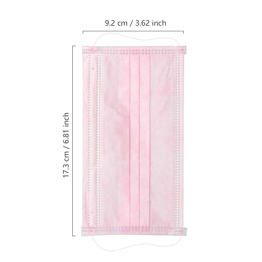 Wecolor 100 Pcs Disposable 3 Ply Earloop Face Masks, Suitable for Home, School, Office and Outdoors (Pink)