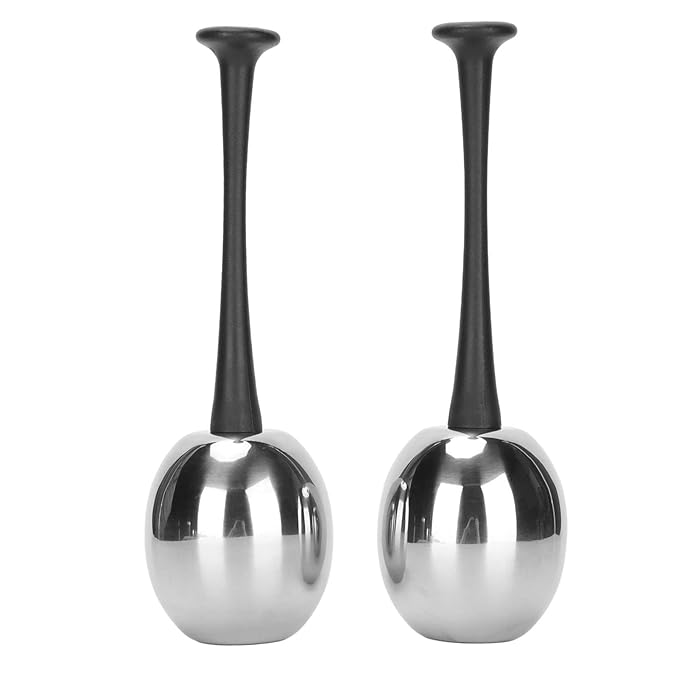2pcs Facial Ice Globes Stainless Steel Facial,Massage Reduce Puffiness Eliminate Fine Lines Ice Globes Cryo Sticks for Skin Care,Targets Dark Circles,Puffiness,Wrinkles (Black Handle)