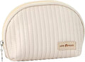 Small Makeup Bag for Purse Mini Cosmetic Pouch Waterproof Makeup Organizer for Women Small Cosmetic Bag PU Leather Travel Makeup Bag Lipstick Bag with Zipper Beige