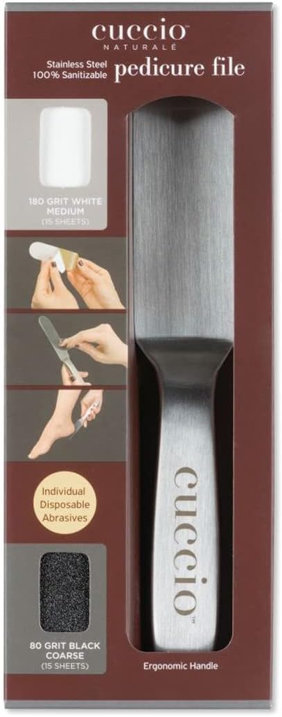 Cuccio Professional Stainless Steel Pedicure File with Artisan Shea Intense Hydrating Lotion 8oz, 2 Piece Set