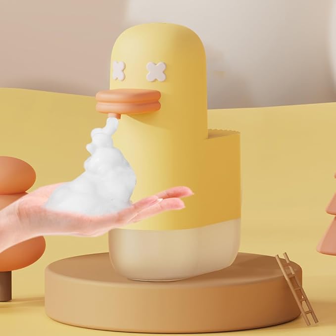 Kids Soap Dispenser - Cute Yellow Duck Automatic Foaming Hand Soap Dispenser, Waterproof USB Rechargeable, Hand- Free Shampoo Dispensers for Bathroom, Kitchen Countertop, Preschool