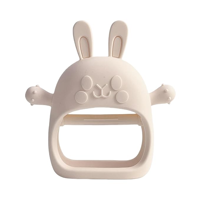 Children Teething Toy, Soft Flexible Texture, 12x12x4.5cm, Gum Massager, Care Accessories, Adorable Bunny Design, Ideal for 6-12 Months Boy Girl